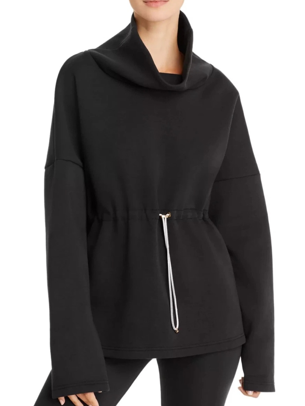 Varley Barton Funnel Neck Cinch Waist Sweatshirt Black Small 57060